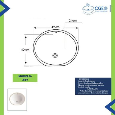 LOZA EMPOTRADO BLANCO CON REBOSE  A07 - 4