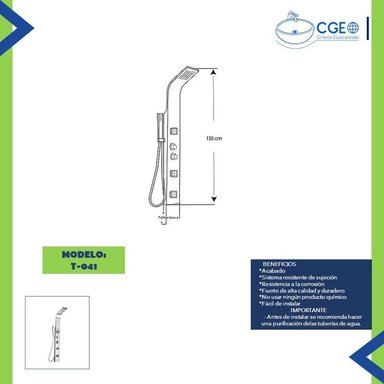 COLUMNA DE DUCHA PLATEADO T-041 - 4