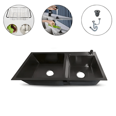 LAVADERO XM UL35-7843 COCINA ACERO NEGRO 2 POZAS