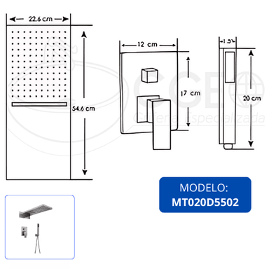 MEZCLADORA XM MT020D5502 MONOCOMANDO DUCHA SATINADO - 6