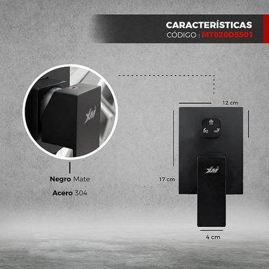 MEZCLADORA XM MT020D5501 MONOCOMANDO DUCHA NEGRO - 4