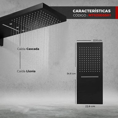 MEZCLADORA XM MT020D5501 MONOCOMANDO DUCHA NEGRO - 5