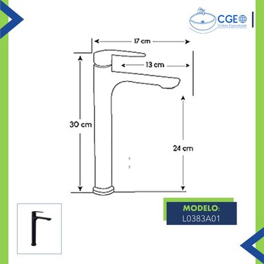 LLAVE LAVATORIO XM L0383A01 ALTO NEGRO - 4