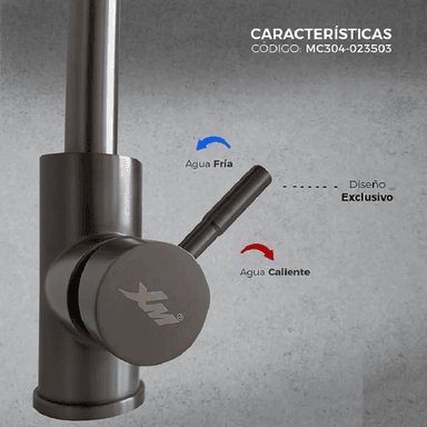 MEZCLADORA XM MC304-023503 MONOCOMANDO COCINA PLOMO - 4
