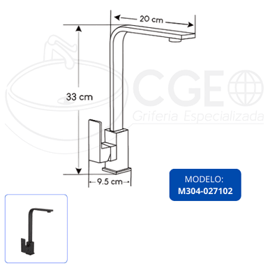 MEZCLADORA M304-027102 MONOCOMANDO COCINA NEGRO - 4