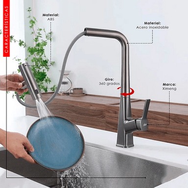 MEZCLADORA XM MC0108903 MONOCOMANDO COCINA GRIS - 2