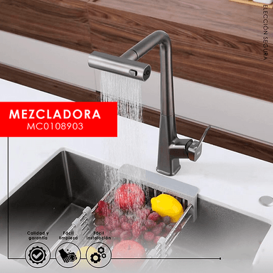 MEZCLADORA XM MC0108903 MONOCOMANDO COCINA GRIS - 3