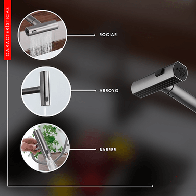 MEZCLADORA XM MC0108903 MONOCOMANDO COCINA GRIS - 4