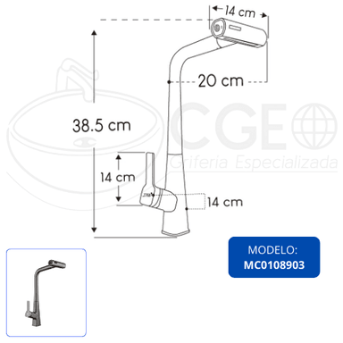 MEZCLADORA XM MC0108903 MONOCOMANDO COCINA GRIS - 5