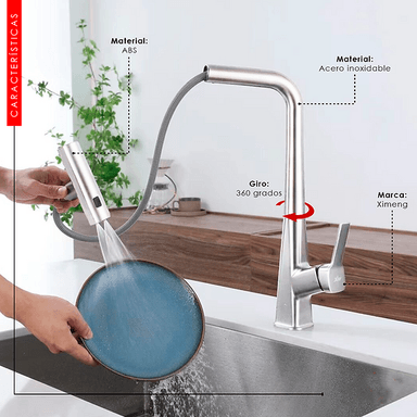 MEZCLADORA XM MC0108900 MONOCOMANDO COCINA SATINADO GRIS CLARO - 2