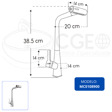 MEZCLADORA XM MC0108900 MONOCOMANDO COCINA SATINADO GRIS CLARO - 5