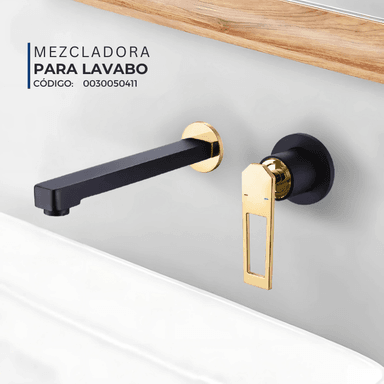 MEZCLADORA FRATELLI 0030050411 MONOCOMANDO LAVATORIO PARED NEGRO MATE - 2