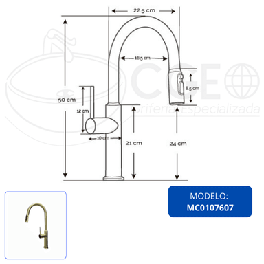MEZCLADORA XM MC0107607 COCINA EXTRAÍBLE DORADO MATE - 6