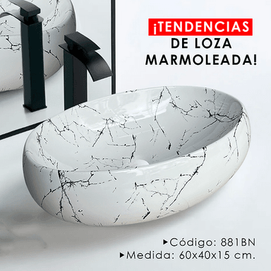 LAVAMANOS XM 881BN LOZA BOWL VITRIFICADA MARMOLEADA - 2