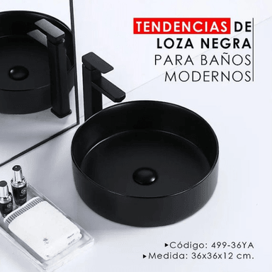 LAVAMANOS XM 499-36YA BOWL LOZA REDONDA NEGRO - 2
