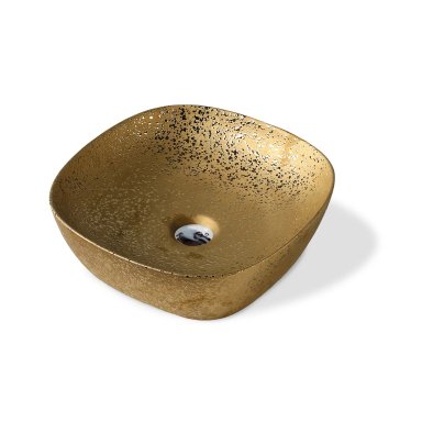 LAVAMANOS FRATELLI 248 BOWL LOZA CUADRADO TEXTURADO 41X41X14 DORADO