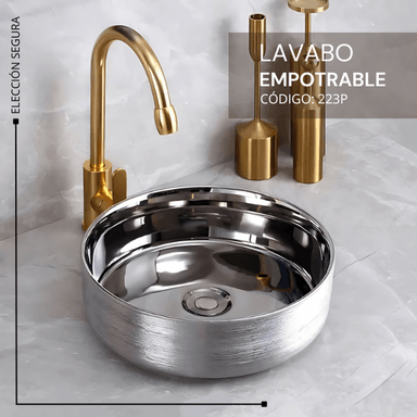 LAVAMANOS FRATELLI 223P BOWL LOZA CIRCULAR 36.5X36.5X12 PLATEADO - 2