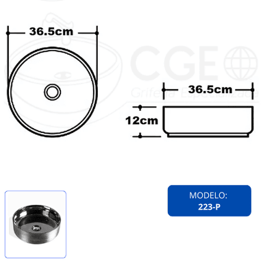 LAVAMANOS FRATELLI 223P BOWL LOZA CIRCULAR 36.5X36.5X12 PLATEADO - 3