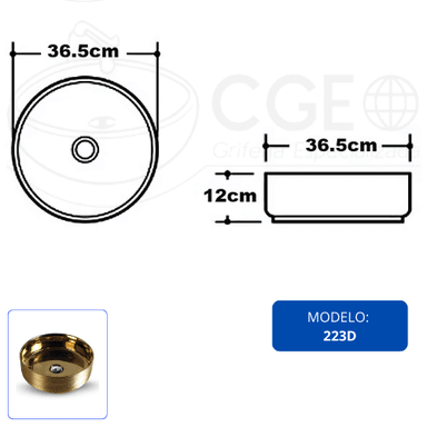 LAVAMANOS FRATELLI 223D BOWL LOZA CIRCULAR DORADO - 3