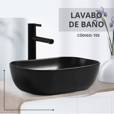 LAVAMANOS FRATELLI T05 BOWL LOZA CUADRADO NEGRO - 2