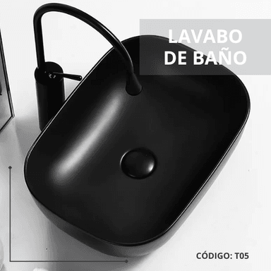 LAVAMANOS FRATELLI T05 BOWL LOZA CUADRADO NEGRO - 3