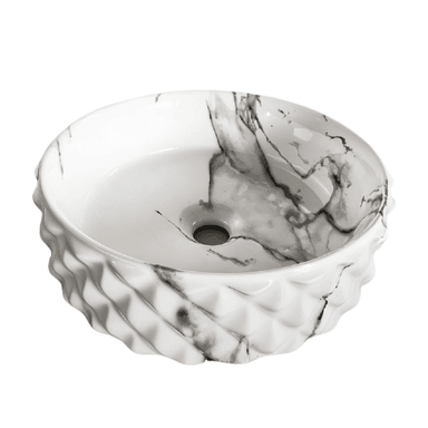 LAVAMANOS FRATELLI 456-5 BOWL LOZA CIRCULAR MARMOLEADO CON NEGRO BLANCO