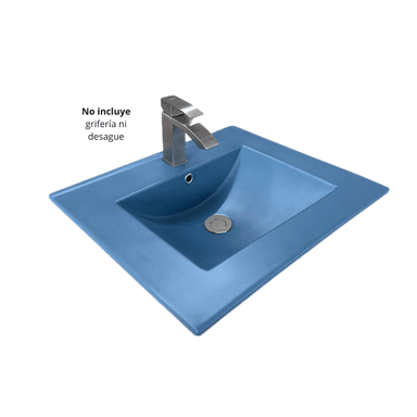 LAVAMANOS XM LZ-D22-47 LAVABO LOZA CUADRADO CELESTE