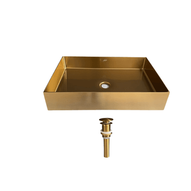 LAVADERO DE ACEROO DORADO CON DESAGUE LA30407-5538