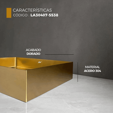 LAVADERO DE ACEROO DORADO CON DESAGUE LA30407-5538 - 3
