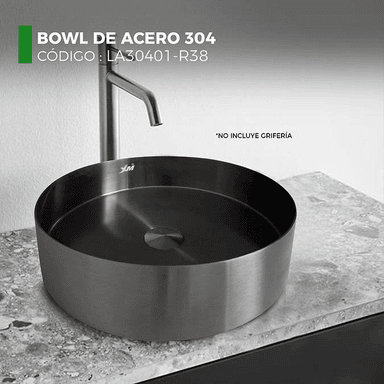 BOWL CIRCULAR DE ACERO CON DESAGUE NEGRO LA30401-R38 - 2
