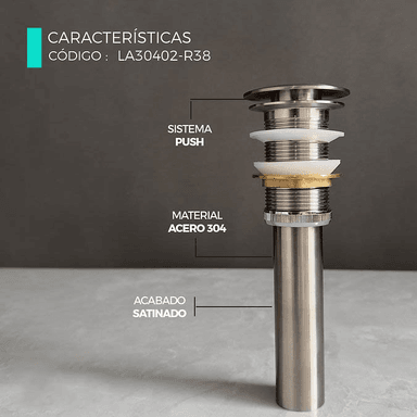 BOWL CIRCULAR DE ACERO CON DESAGUE SATINADO LA30402-R38 - 4