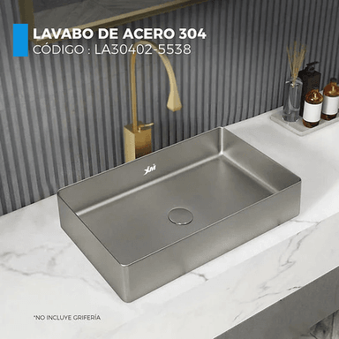 LAVADERO RECTANGULAR DE ACERO CON DESAGUE SATINADO LA30402-5538 - 2