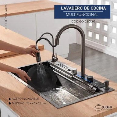 LAVADERO MULTIFUNCIONAL DE COCINA 23GL02 LED - 2