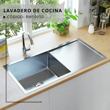 LAVADERO DE COCINA ACERO 1P CON ESCURRIDOR 100X45 CM - 2