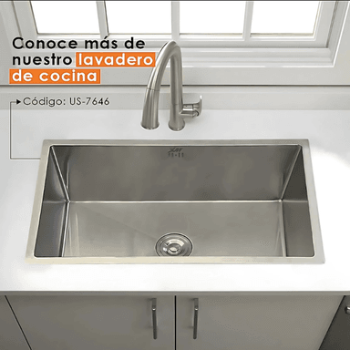 LAVADERO DE COCINA ACERO INOXIDABLE DE UNA POZA US-7646 - 2