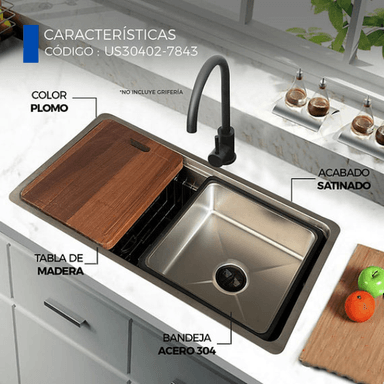 LAVADERO DE COCINA SATINADO US30402-7843 - 4