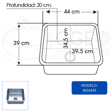 LAVADERO DE COCINA SATINADO WS4439 - 2