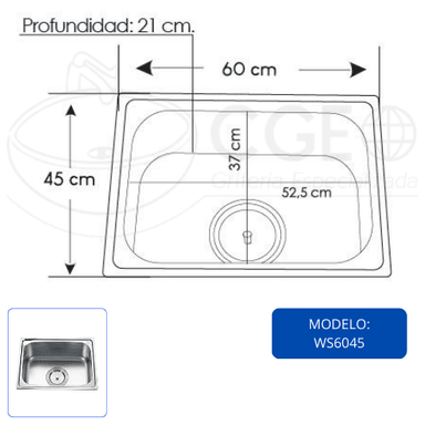 LAVADERO DE COCINA SATINADO WS6045 - 2