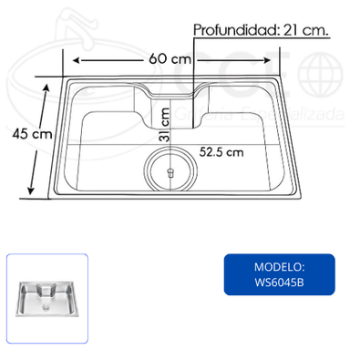 LAVADERO DE COCINA SATINADO WS6045B - 3