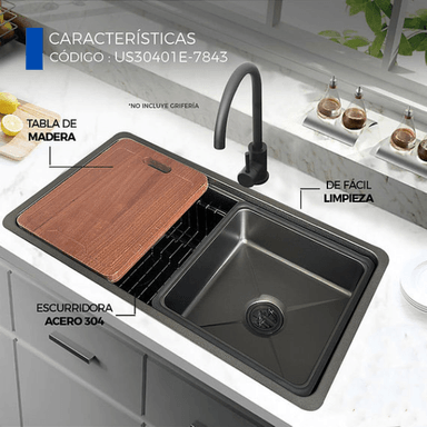 LAVADERO DE COCINA NEGRO US30401E-7843 - 3
