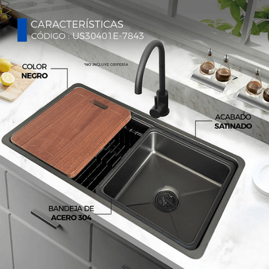 LAVADERO DE COCINA NEGRO US30401E-7843 - 4