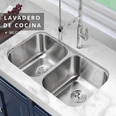 LAVADERO DE ACERO INOXIDABLE DE DOS POZAS WUD8246 - 2