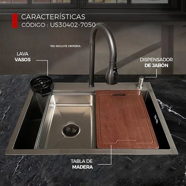 LAVADERO DE COCINA PLOMO US30402-7050 - 2