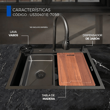 LAVADERO DE COCINA NEGRO US30401E-7050 - 3