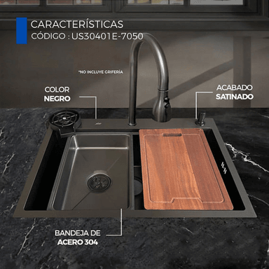LAVADERO DE COCINA NEGRO US30401E-7050 - 4
