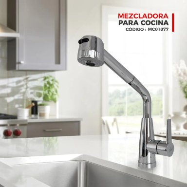 MEZCLADORA MONOCOMANDO DE COCINA CROMADO MC01077 - 2