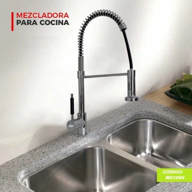 MEZCLADORA DE COCINA TIPO RESORTE CROMADA M01096 - 2