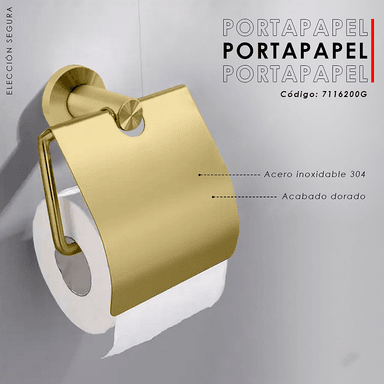 PORTA PAPEL DE ACERO DORADO 7116200G - 2