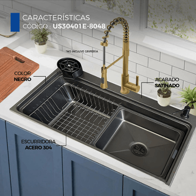 LAVADERO DE COCINA NEGRO US30401E-8048 - 3