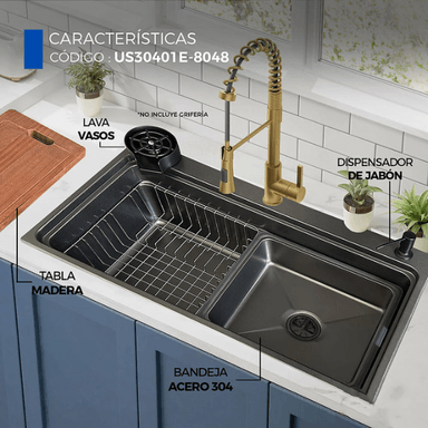LAVADERO DE COCINA NEGRO US30401E-8048 - 4